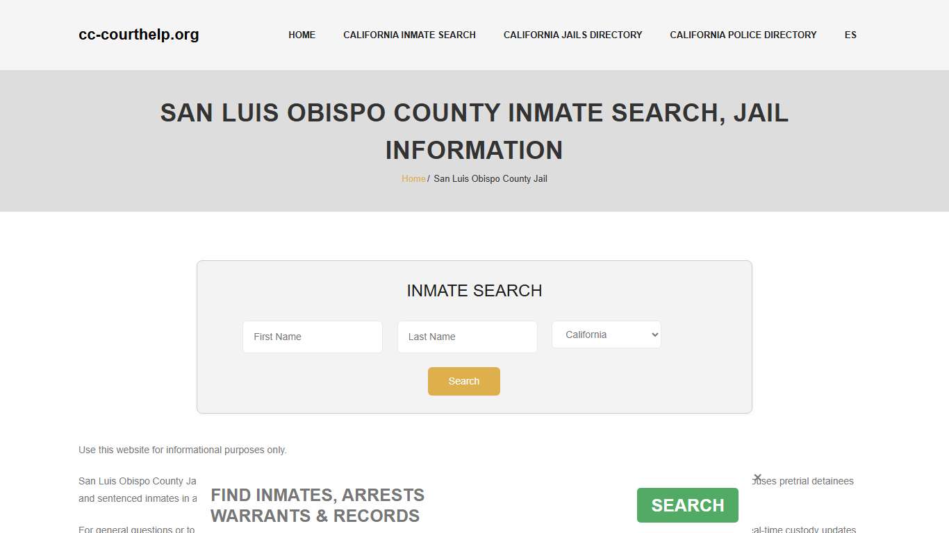 San Luis Obispo County Inmate Lookup, Jail Roster